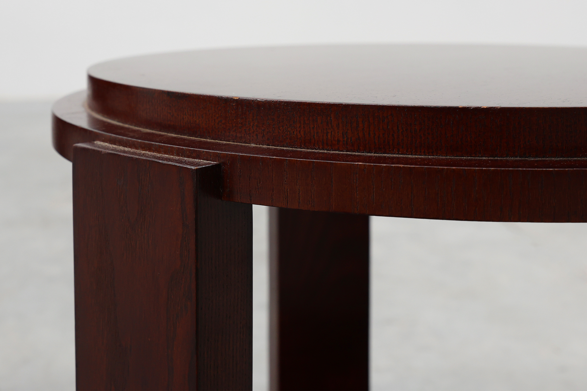 Pair of 2 round side tables in wood with metal, Belgium ca. 1980thumbnail